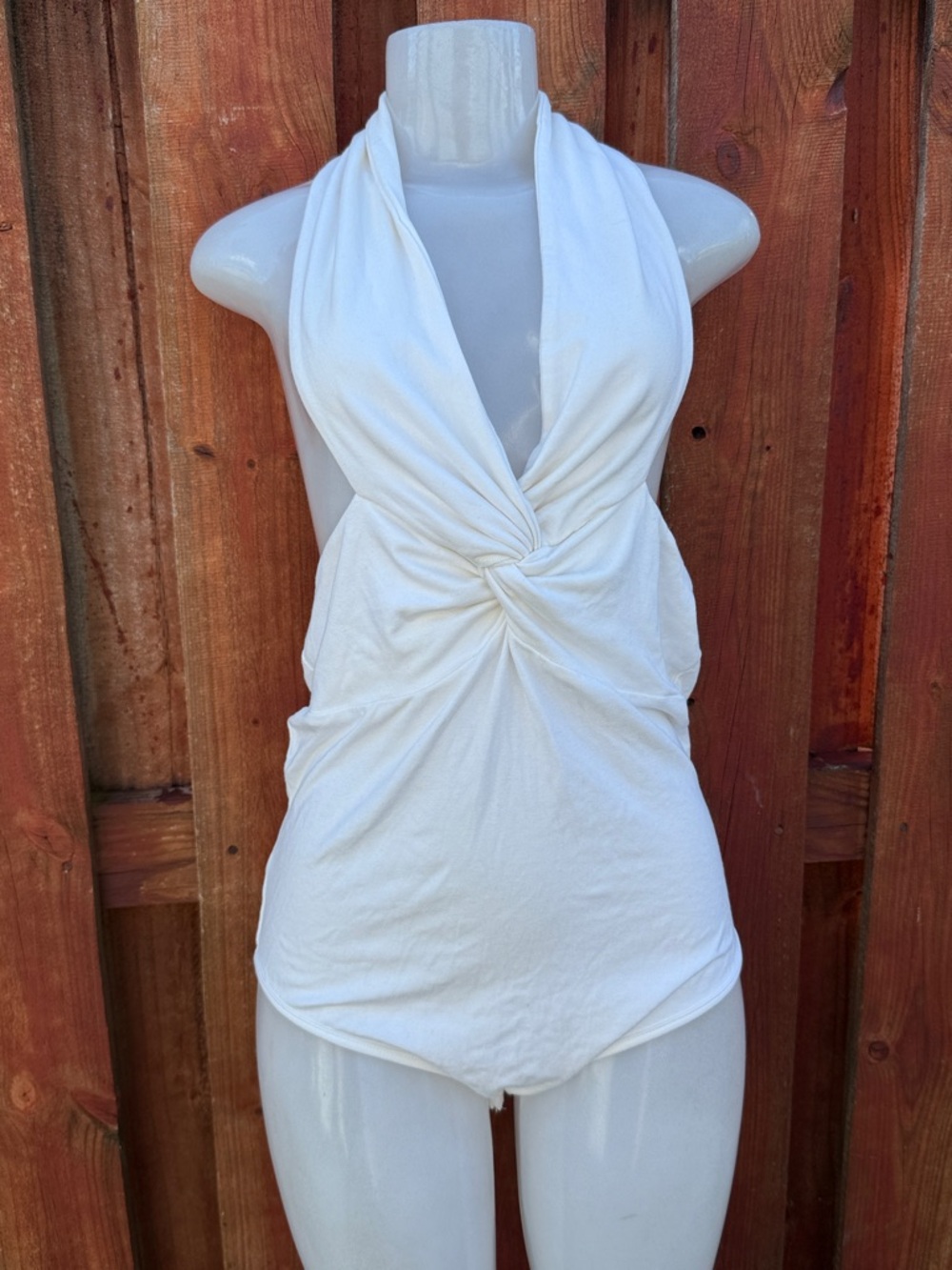 Yozy White Twist-Front Off-Shoulder Bodysuit Size 14 (XXL)